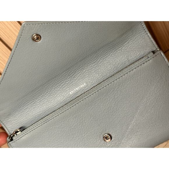 Authentic Balenciaga Envelope Continental Wallet in Light Blue - Picture 11 of 14